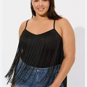 Torrid Black Fringe Camisole Top. NWT